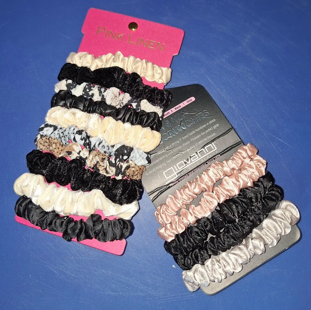 New With Tags: 10 Pink Linen And 5 Giovanni Hair Scrunchies
